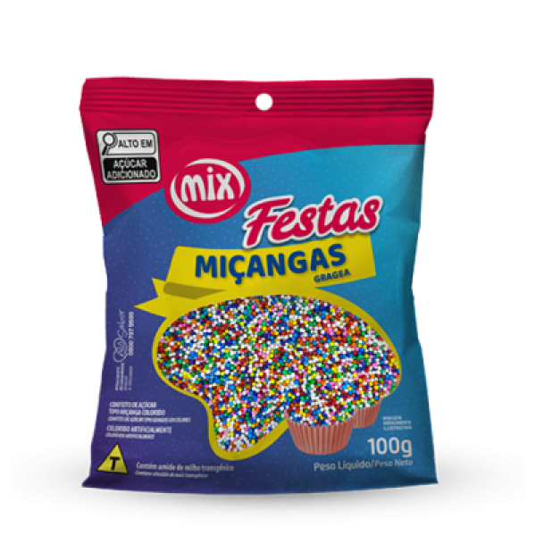 CONFEITO MIÇANGA  8 CORES MIX 100g 