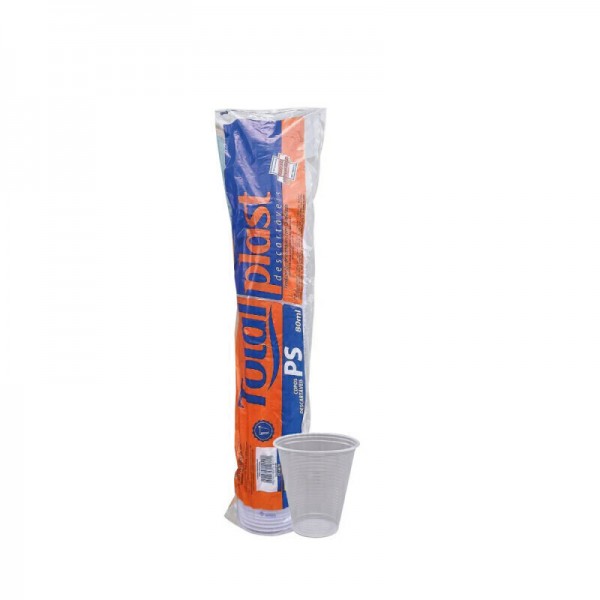 COPO  80 ML  BRANCO TOTALPLAST C/ 100 UNID
