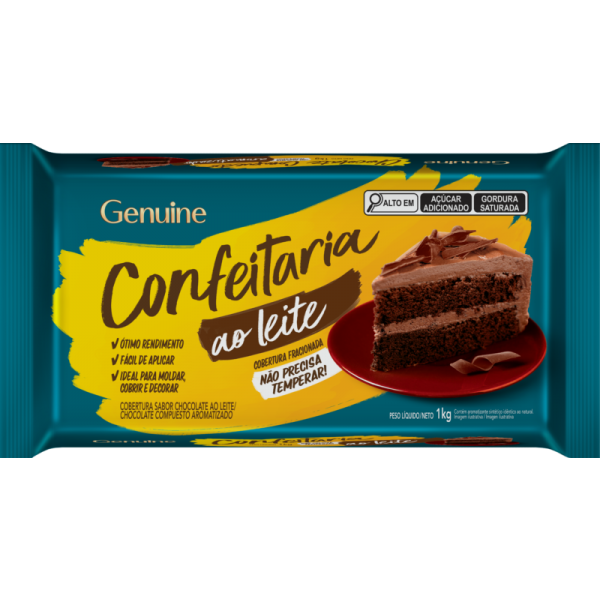 COBERTURA CONFEITARIA AO LEITE GENUINE 1KG BARRA