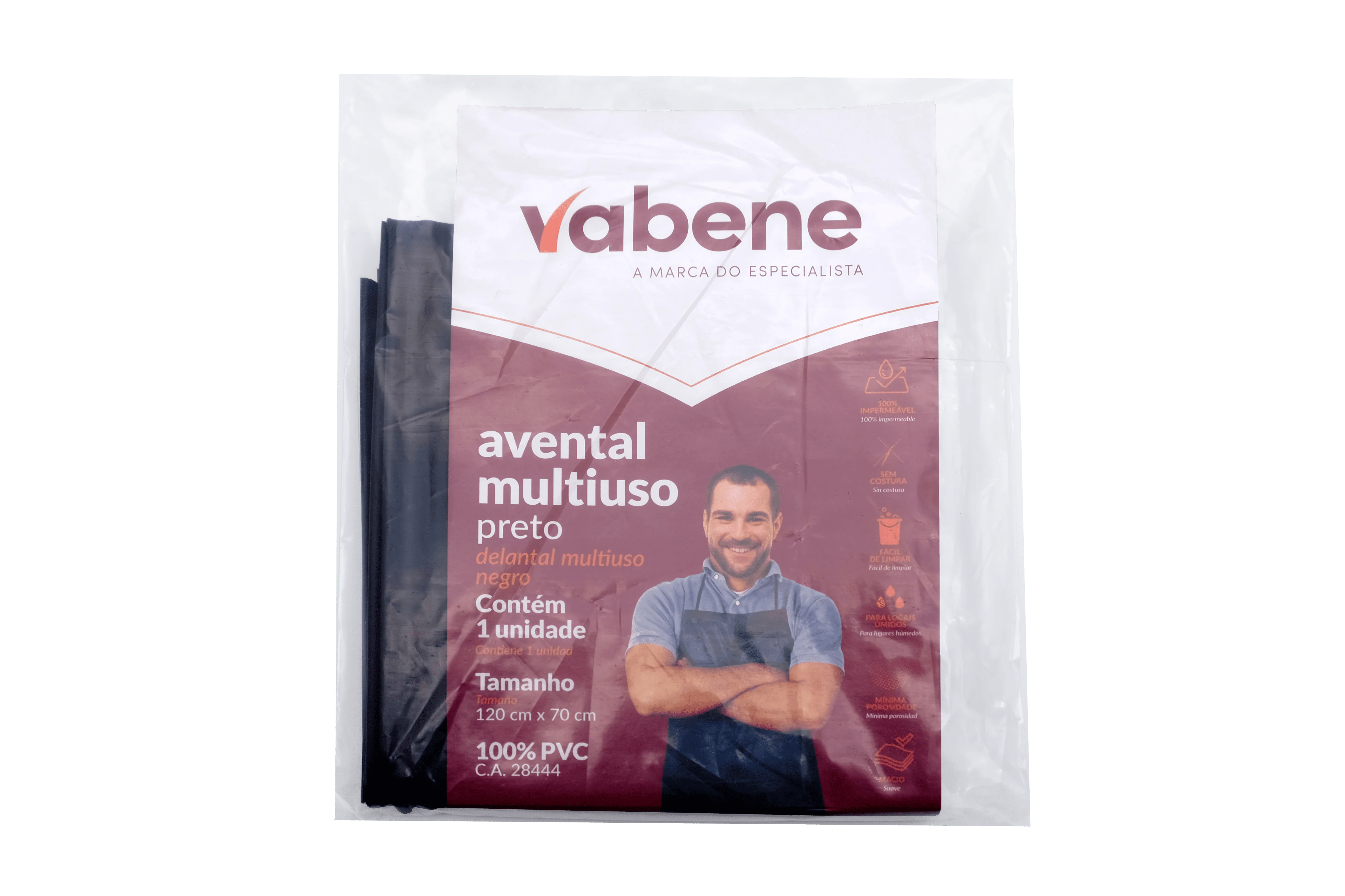 AVENTAL MULT PRETO 120CMX70CM 1UN/PCT