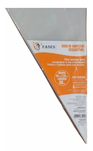 SACO DE CONFEITAR DESCARTÁVEL  40CM X 23CM TAM. M UNID